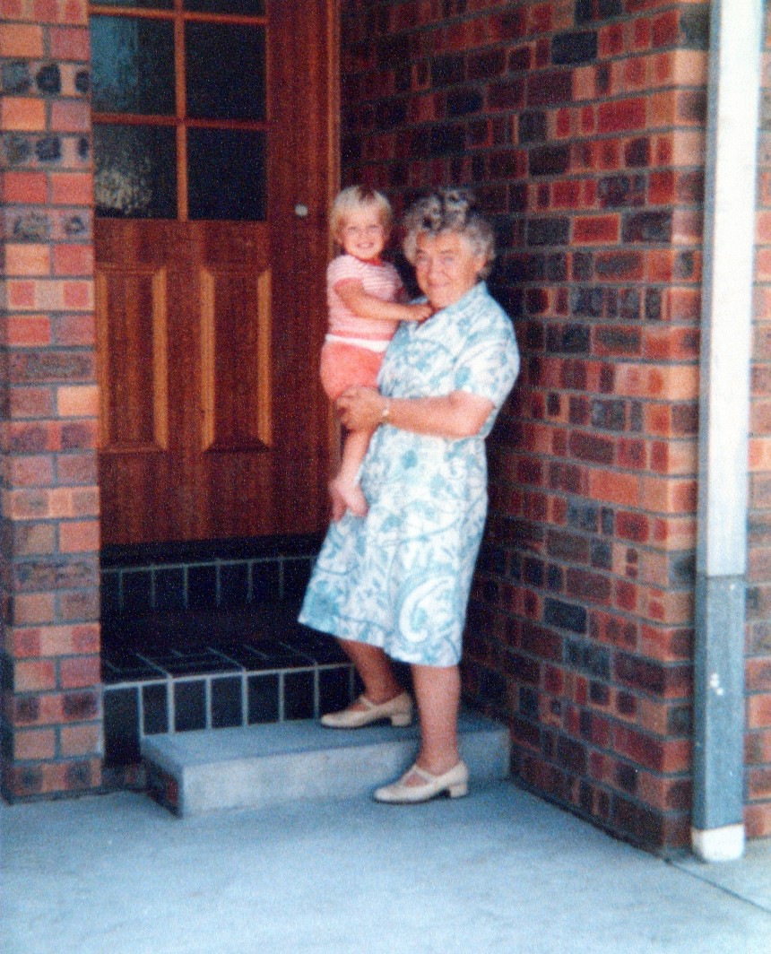 Years later, in 1978 when Frieda visited us in Kurnell.  She is holding my youngest, Mark.