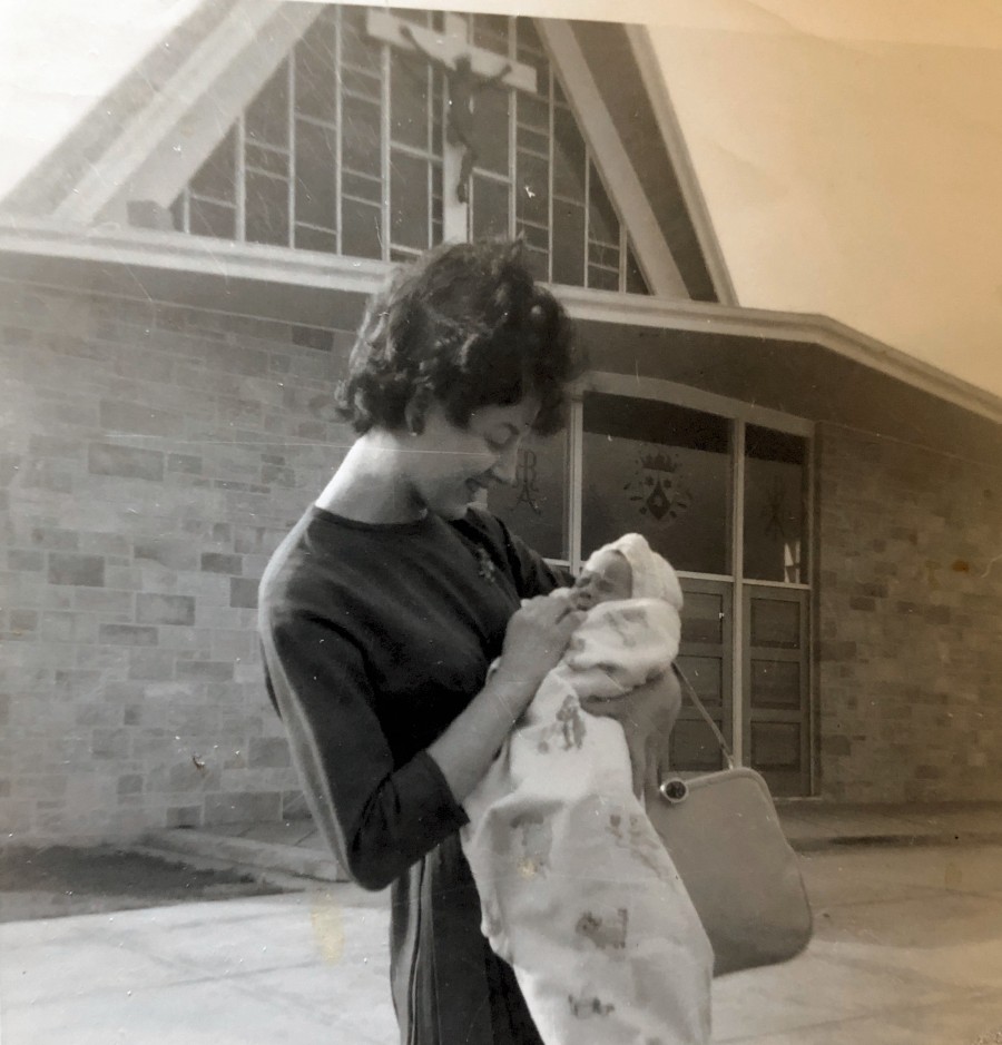 Sheila with Godchild, Fiona, 1961