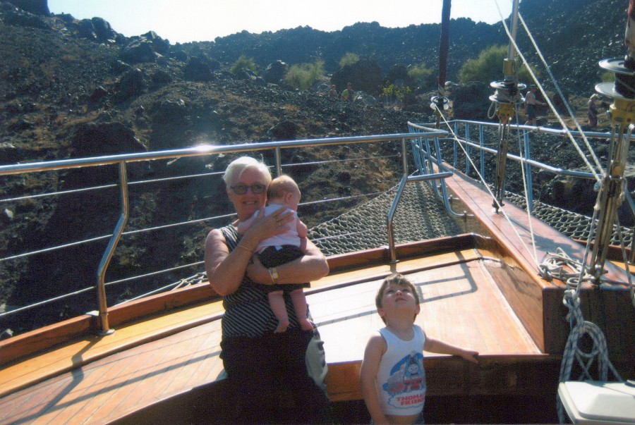 Cruising in Santorini with Oscar and Ella