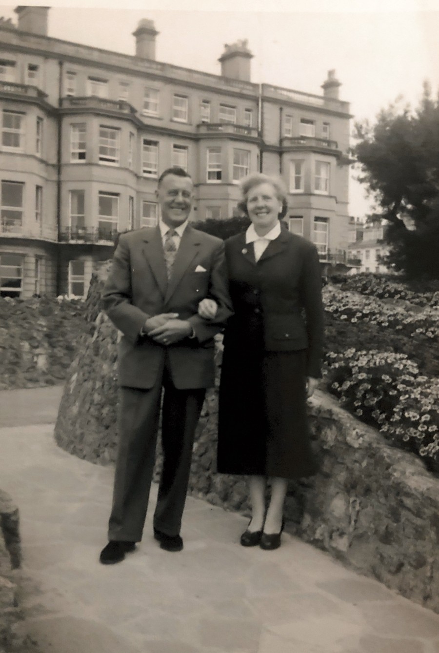 The happy couple on holiday somewhere in the U.K. Uncle Albert and Auntie Maureen were very nice people and I was always happy when in their company. They lived in Mousehole, Cornwall for a while. The last time I saw them they lived in Cheadle. 