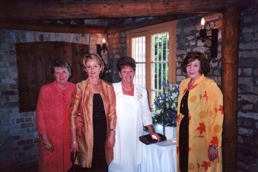Sue Byrne, Jan Daniels, myself and Yvonne Banks - Dressed up for Mark and Belinda's wedding