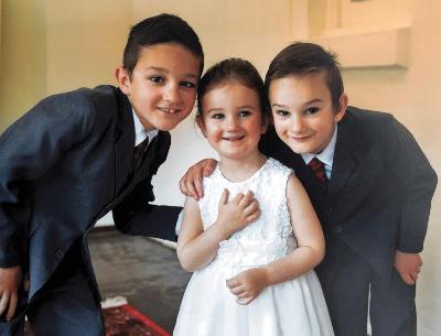 Nicolas, Leila and Lachlan Tosh (NB - Leila’s flower girl dress was made out of material from Maria’s wedding dress)