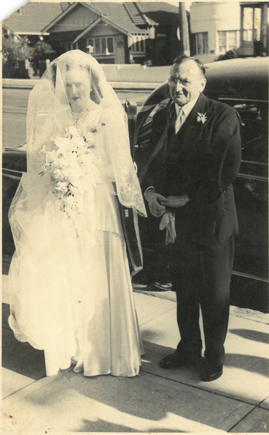 Barbara and Vincent Ridge on Barbara's Wedding Day, 1947