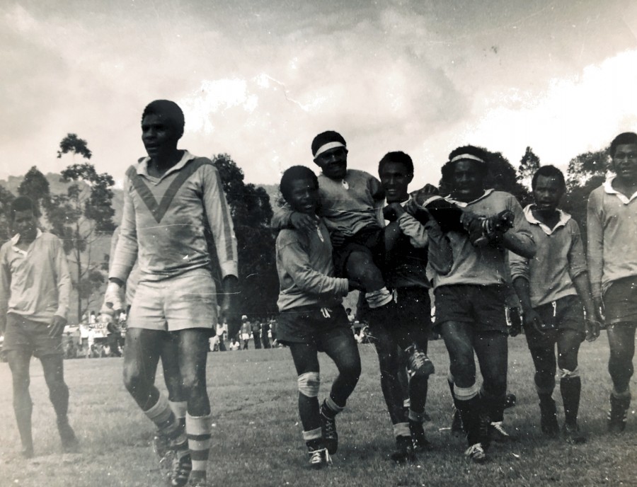 'Helping Out' - Goroka High School Rugby league Football Team (1974)