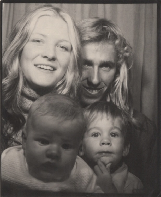 Cheryl Taylor and Geoff, Shane and baby Adam - Photo booth at Luna Park