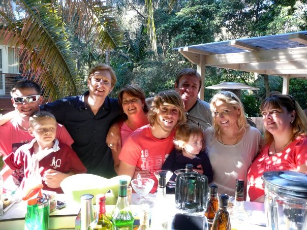 Bryce, Brayden, Graeme, Debbie, Liam, Geoffrey, Zooey, Simone, & Candy - in Adam's backyard in Gymea Bay