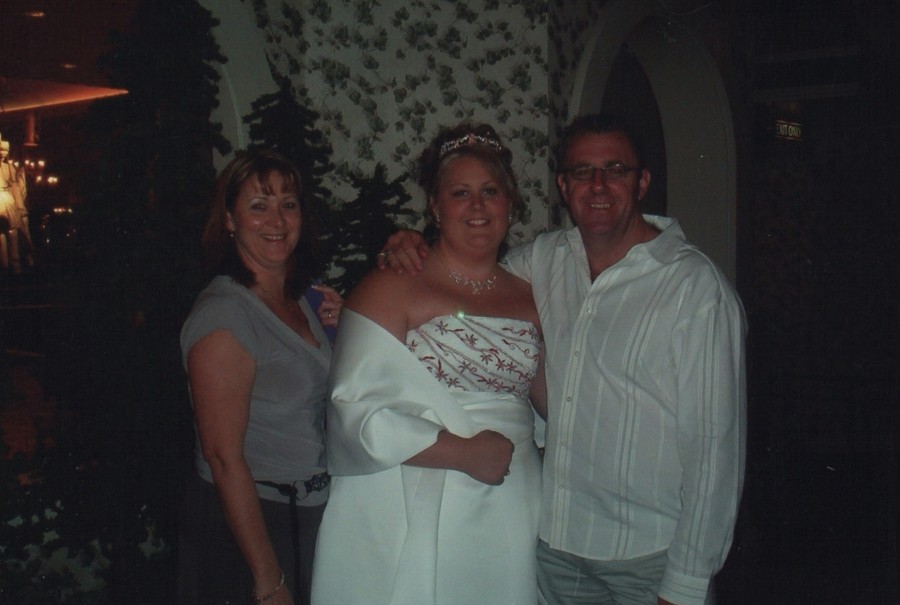 Desi with Geoff and Debbie on her wedding day in Vegas