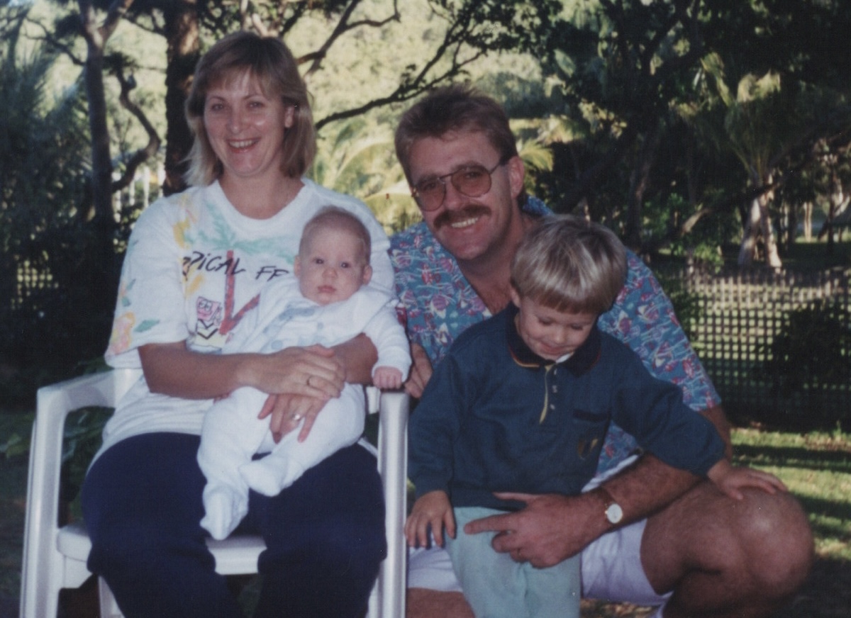 The Happy Family - Debbie, Geoff, Baby Liam, and Bryce