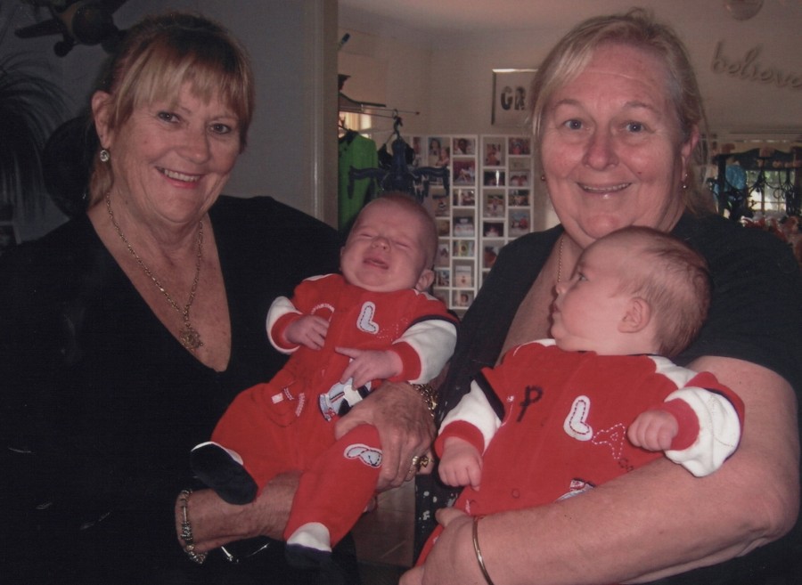 Jackie & I with her grandsons, Harry and Jon