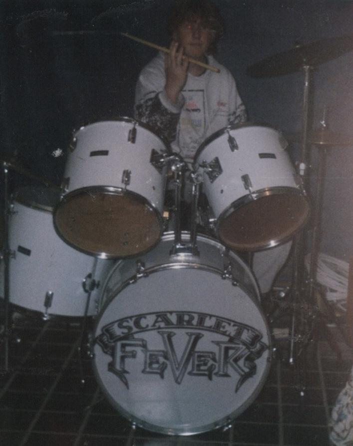 Graeme on his first drum kit 